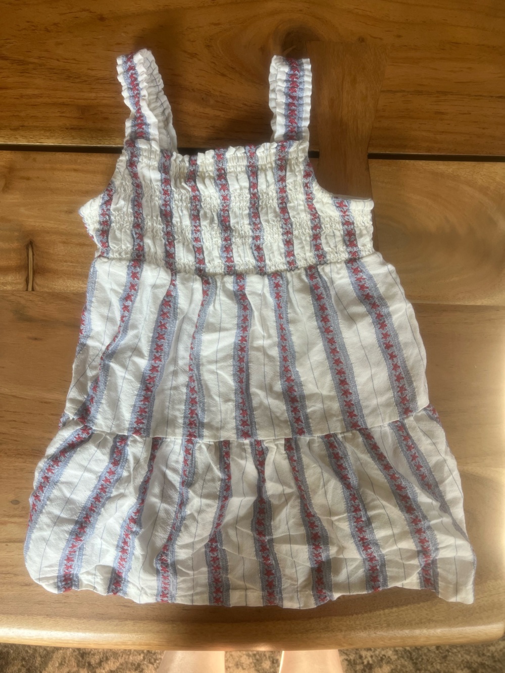 Cat & Jack White Dress with Red & Blue Stripes